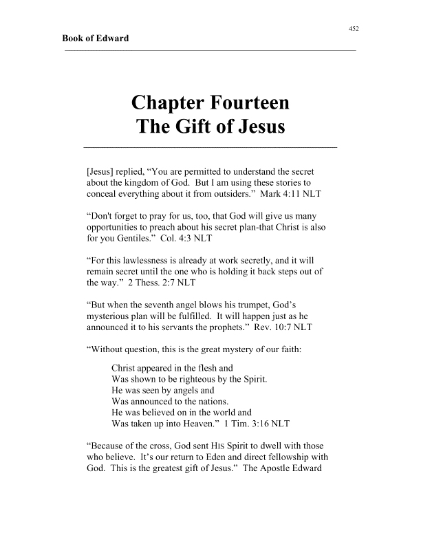 apostle edward's book of edward chapter 14 cover page